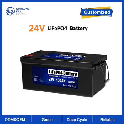 LiFePO4 24V 100AH ​​بطارية ليثيوم أيون Lifepo4 مع BMS للطاقة الشمسية للدراجات النارية قارب RV العربة