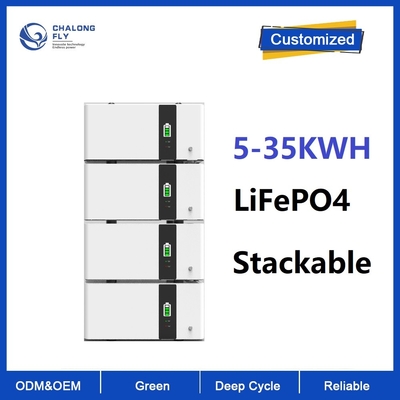 LiFePO4 حزمة بطارية ليثيوم أيون قابلة للتكديس 10kwh 48v 200Ah 10KWH 15KWH 20KWH لنظام تخزين الطاقة الشمسية 6000 دراجة
